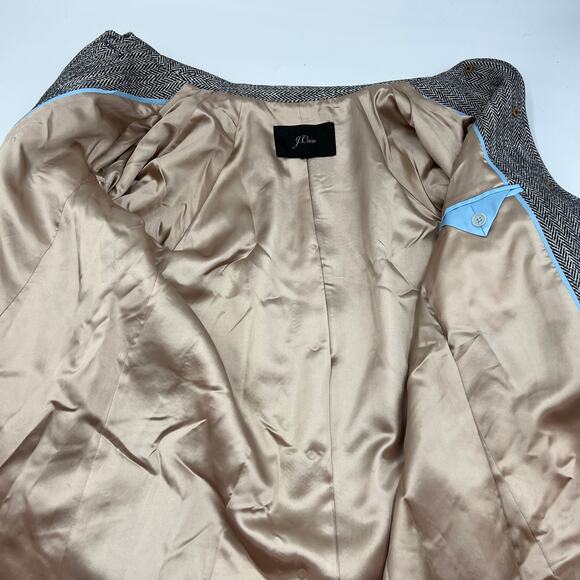 J. Crew Herringbone Car Coat Wool Overcoat Gray Winter - Picture 7 of 11